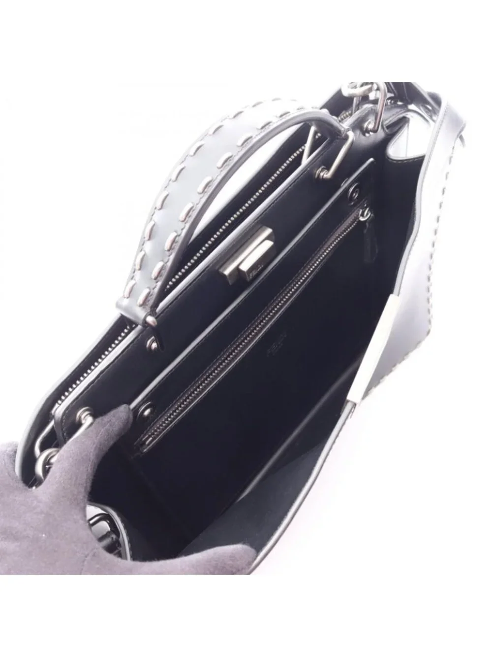 Fendi Handbag Peekaboo ISeeU 2-Way Black Leather
